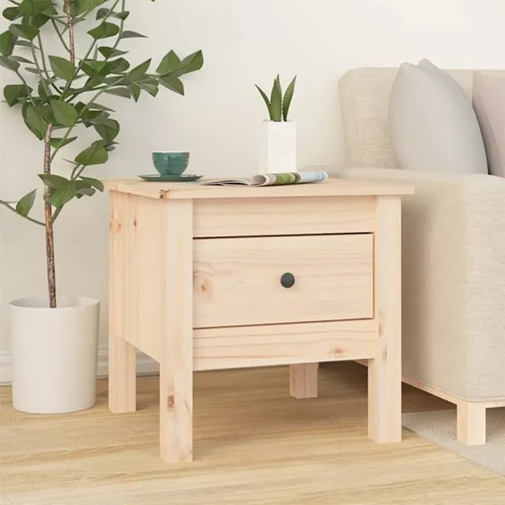 Fyrretræ Sidebord Hvid 40x40x39 cm