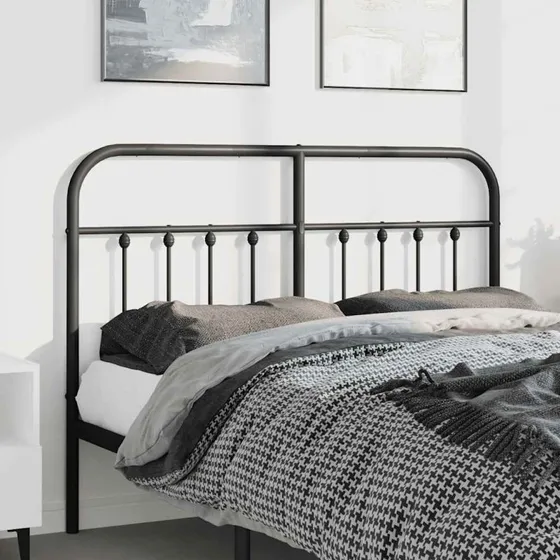 vidaXL Sengegavl 135 cm Metal Sort