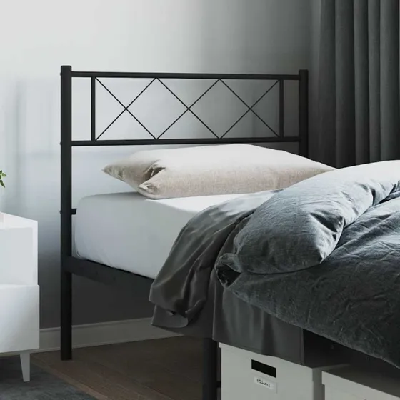 vidaXL Sengegavl 90 cm Metal Sort
