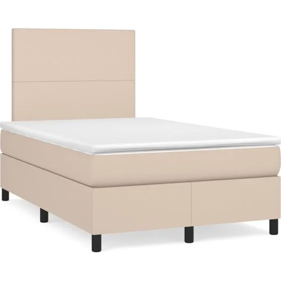 vidaXL Kontinentalseng 120x190 cm Cappuccino Kunstlæder
