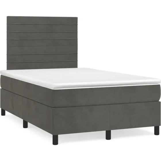 vidaXL Kontinentalseng 120x190 cm med Madras, Mørkegrå Fløjl