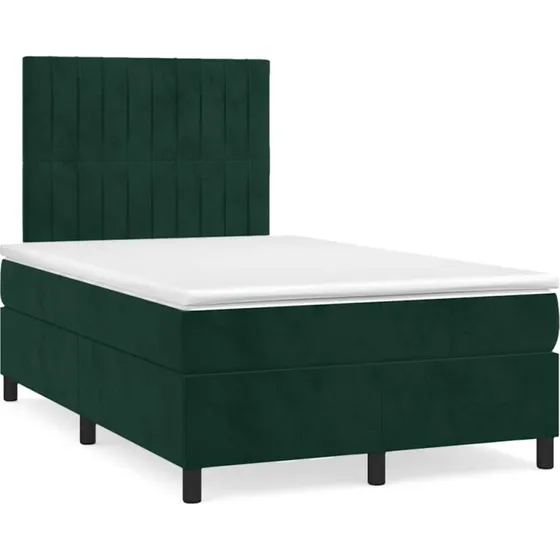 vidaXL Kontinentalseng 120x190 cm med Madras i Mørkegrøn Velour