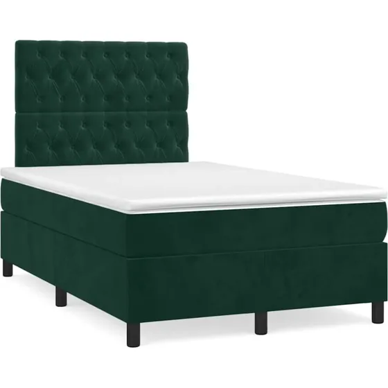 vidaXL Kontinentalseng 120x190 cm med Madras i Mørkegrøn Velour