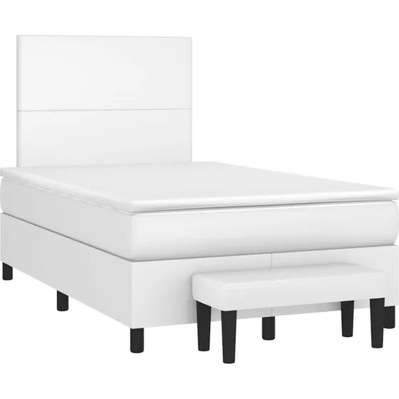 vidaXL Kontinentalseng 120x190 cm med kunstlæder hvid