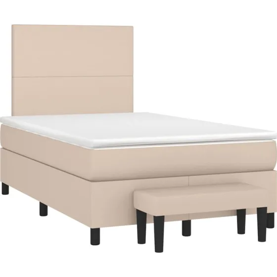 vidaXL Kontinentalseng 120x190 cm cappuccino kunstlæder