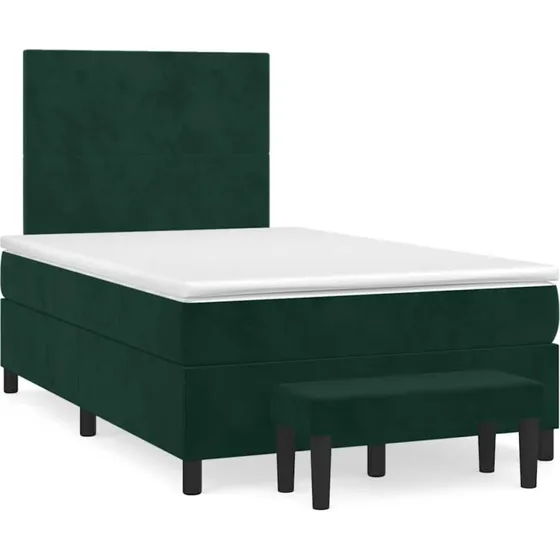 vidaXL Kontinentalseng 120x190 cm med Madras i Mørkegrøn Velour