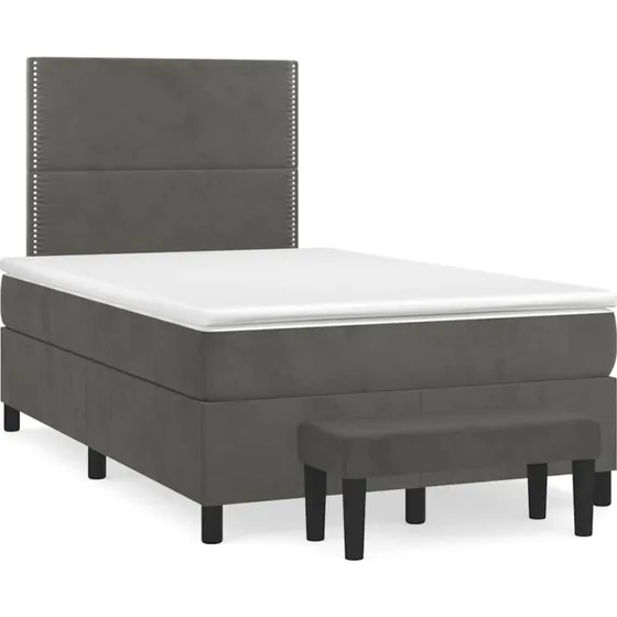 vidaXL Kontinentalseng 120x190 cm med Madras, Mørkegrå Fløjl