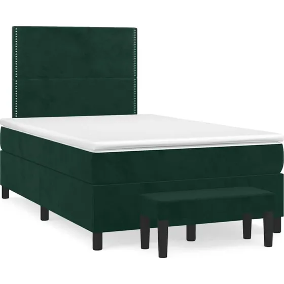 vidaXL Kontinentalseng 120x190 cm med Madras i Mørkegrøn Velour