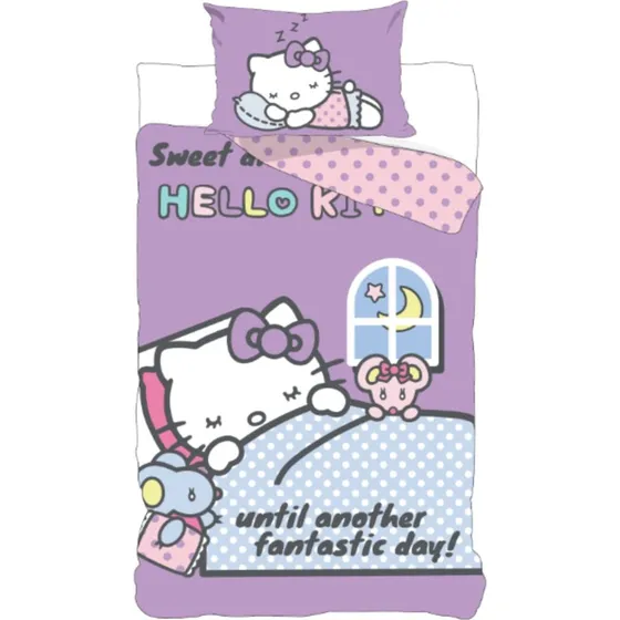 Hello Kitty Junior Sengetøj 100x140 cm - Lilla - 100% Bomuld