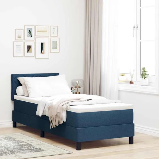 vidaXL Box Spring Seng med Madras og Hovedgærde, Blå, 80 x 200 cm