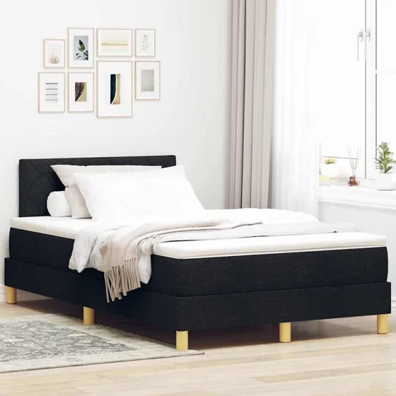 vidaXL Boxspring seng med pude og hovedgærde, sort 120 x 190 cm