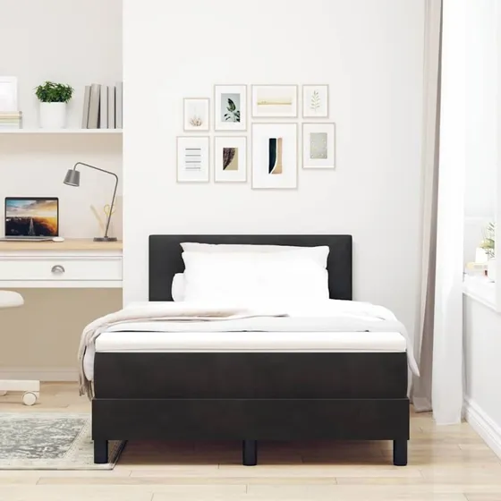 vidaXL Boxspring Seng med Madras, Sort, 120 x 200 cm
