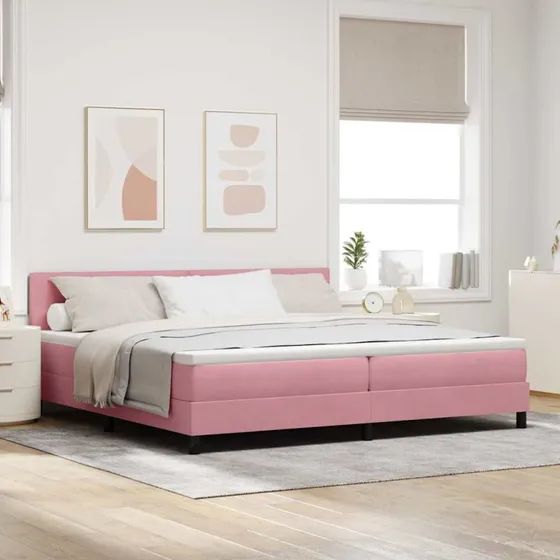 vidaXL Box spring seng Lyserød 200x200 cm med fløjl