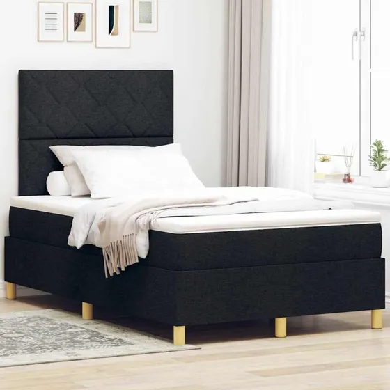 vidaXL Box spring seng med madras, Sort, 120 x 200 cm