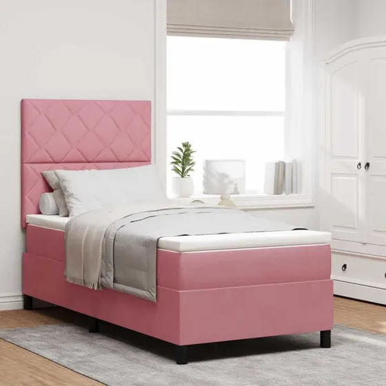 vidaXL Box spring seng med madras Lyserød 90 x 190 cm
