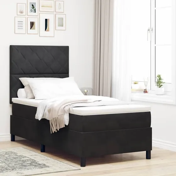 vidaXL Box Spring Seng med Madras, Sort, 100 x 200 cm