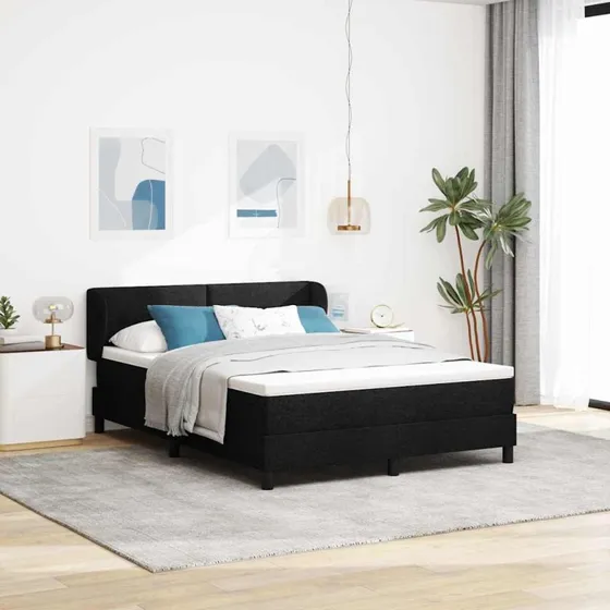 vidaXL Boxspring Seng med Madras, Sort, 140 x 190 cm
