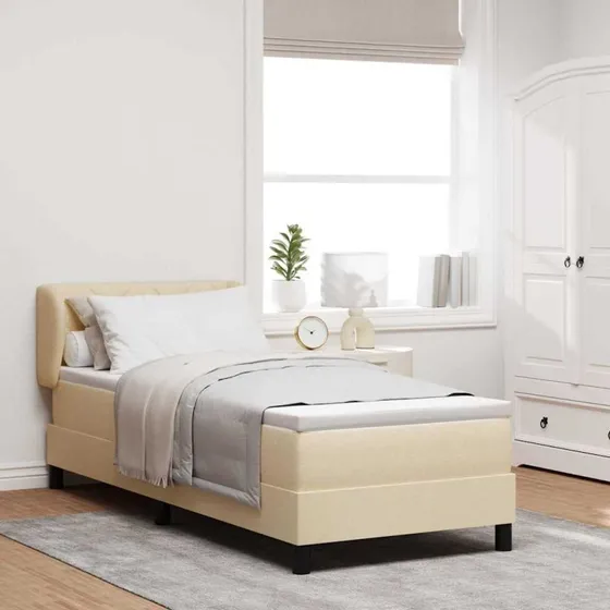 vidaXL Boxspring Seng med Madras Creme 80 x 200 cm