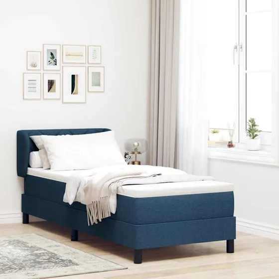 vidaXL Boxspring Seng med Madras og Hovedgærde, Blå, 80 x 200 cm