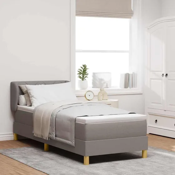 vidaXL Boxspring Seng med Madras Gråbrun 80x200 cm Stof