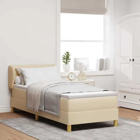 vidaXL Boxspring Seng med Madras Creme 80x200 cm Stof