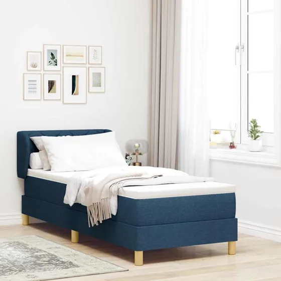 vidaXL Boxspring seng med madras og hovedgærde, blå, 80x200 cm