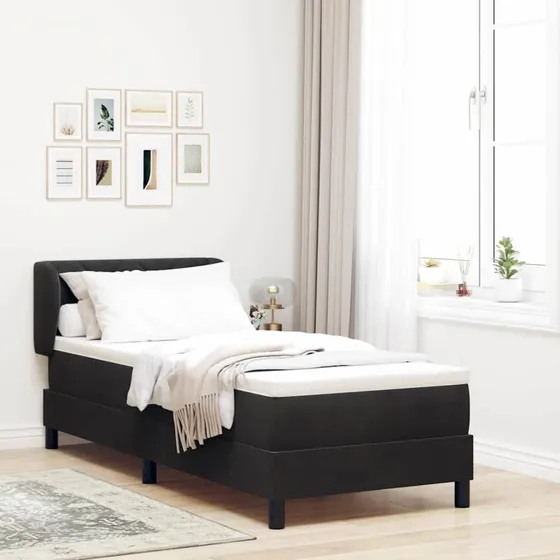 vidaXL Box Spring-seng med hovedgærde, Sort, 80 x 200 cm