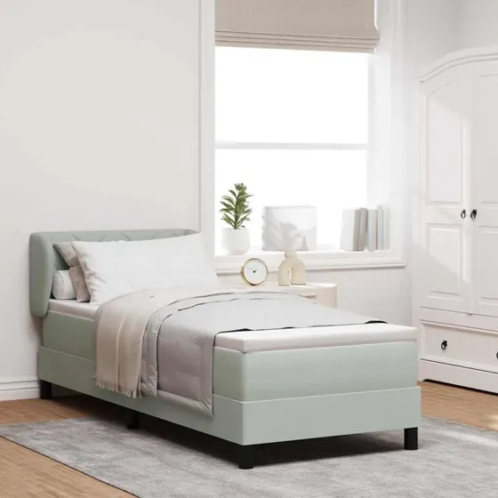 vidaXL Box Spring-seng 80 x 200 cm Lysegrå med hovedgærde