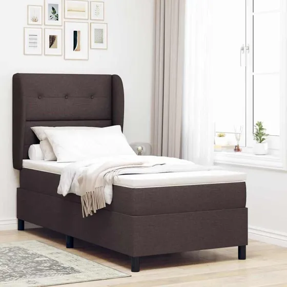 vidaXL Box spring seng med madras, mørkebrun, 80 x 200 cm