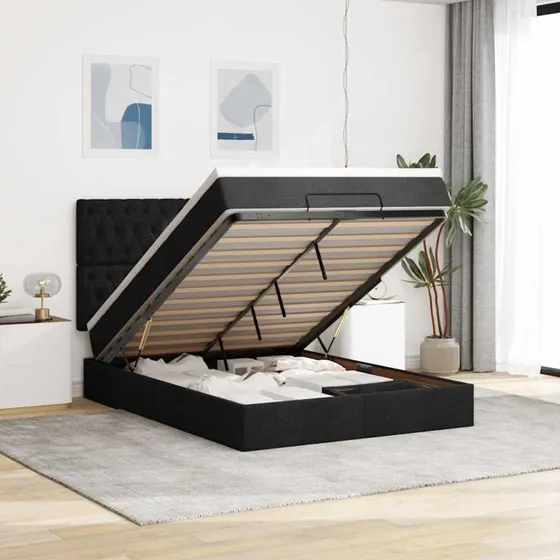 vidaXL Osmannisk Sengeramme med Madras 140x190 cm Sort