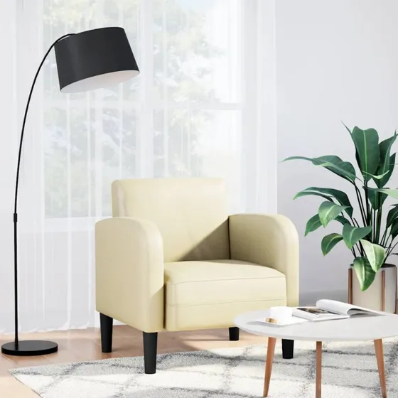 vidaXL Sofastol med Armlæn 54 cm Kunstlæder Creme