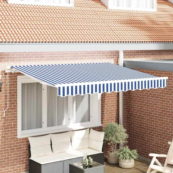 vidaXL Reservedug til Markise Blå og Hvid 3 x 2 m Polyester