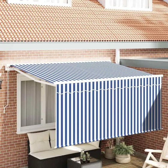 vidaXL Utrækkelig Markise Blå/Hvid 300x200 cm