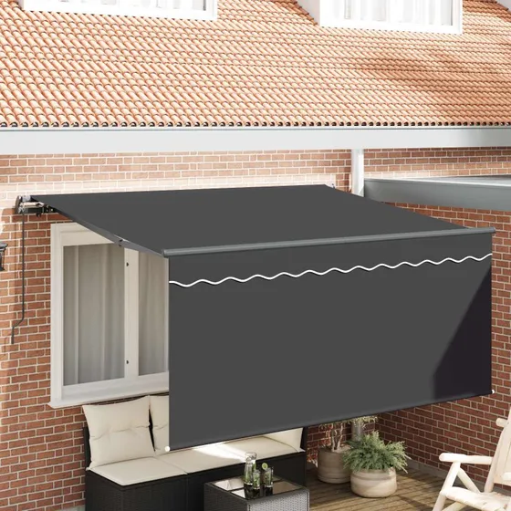 vidaXL Utrækkelig Markise Stribet Antracit 300 x 200 cm