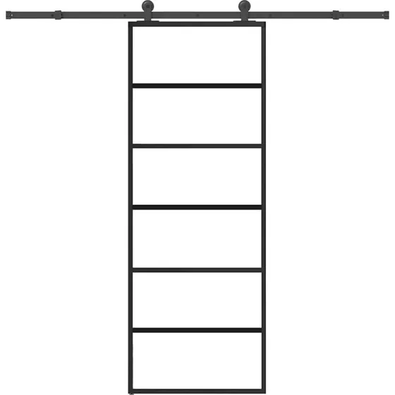 vidaXL skydedør 76x205 cm sikkerhedsglas aluminium med hardwaresæt