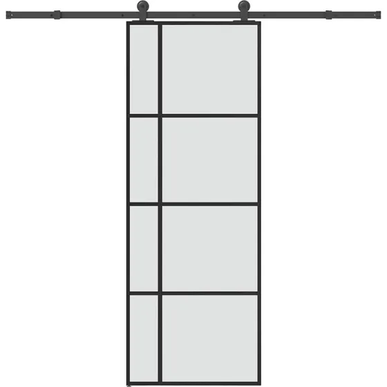 vidaXL Skydedør 76x205 cm med hærdet glas og aluminiumsramme