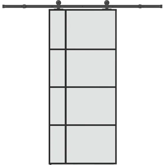 vidaXL Skydedør 90x205 cm med hærdet sikkerhedsglas og aluminiumsframe