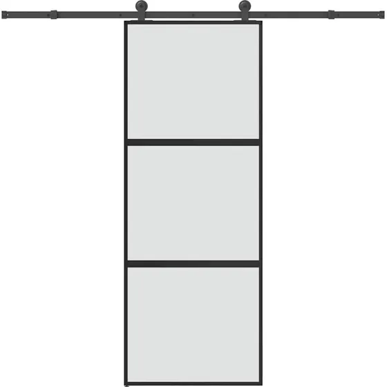 vidaXL Skydedør 76x205 cm hærdet glas & aluminium