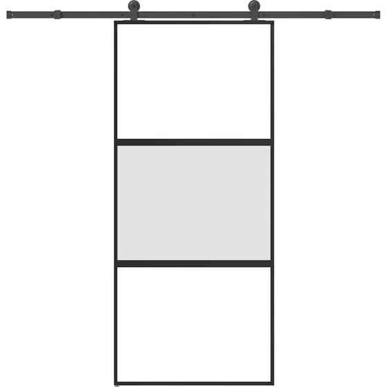 vidaXL Skydedør 90x205 cm med hærdet glas og aluminium
