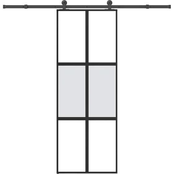 vidaXL Skydedør 76x205 cm med hærdet glas og aluminium