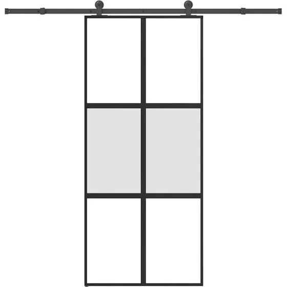 vidaXL Skydedør 90x205 cm med hærdet glas og aluminium