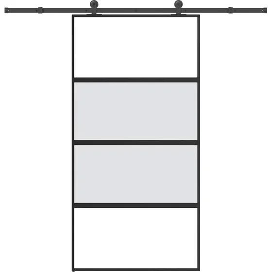 vidaXL Skydedør 102,5x205 cm med hærdet glas og aluminium