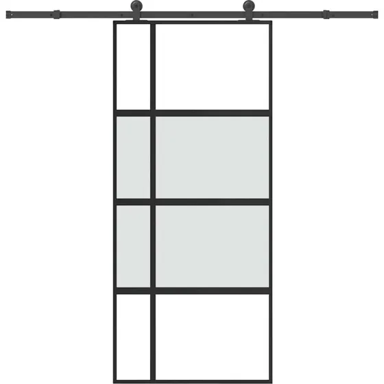 vidaXL Skydedør 90x205 cm med hærdet glas og aluminium