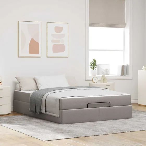 vidaXL Sengeramme med Madras 90x190 cm Gråbrun Stof