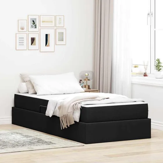 vidaXL Seng med opbevaring, 90 x 200 cm, Sort