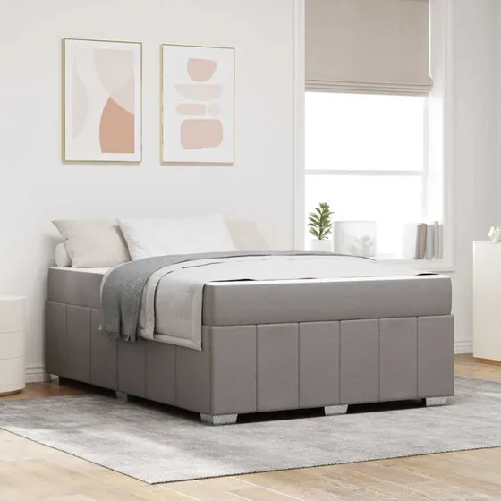 vidaXL Sengestel med Madras Gråbrun 140 x 200 cm Stof