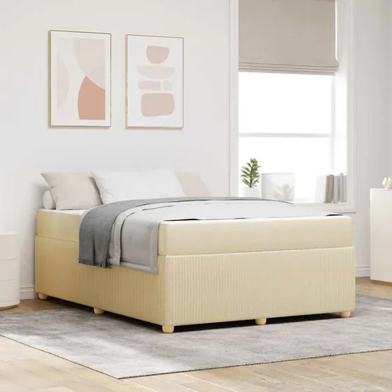 vidaXL Sengestel med madras Creme 140 x 200 cm