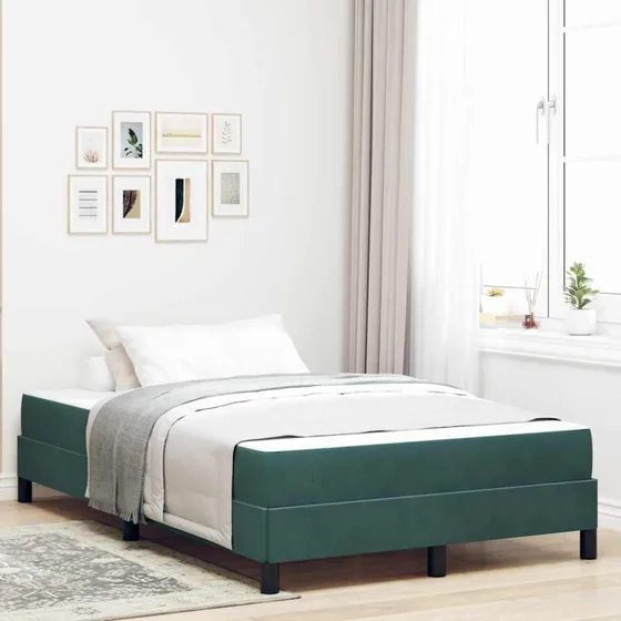 vidaXL Box Spring-seng med madras, Mørkegrøn 120x200 cm, Stof