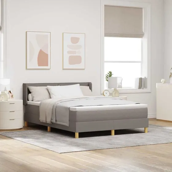 vidaXL Box spring seng med madras Gråbrun 200 x 140 cm
