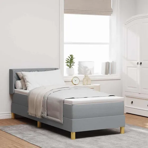 vidaXL Box spring seng med hovedgærde Lysegrå 200 x 80 cm Stof